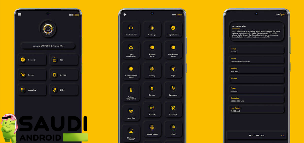 تطبيق coreSpecs‏ الجديد لعرض واختبار مستشعرات جهازك الأندرويد وأكثر