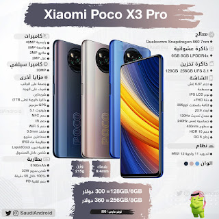 انفوجرافيك : مواصفات & مزايا هاتف شاومي بوكو X3 برو Xiaomi Poco X3 Pro