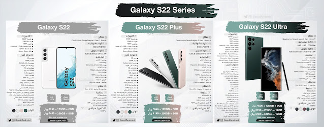 انفوجرافيك: مواصفات & مميزات سلسلة هواتف Galaxy S22 | جالكسي أس 22