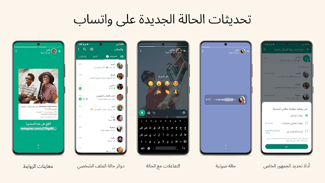 تحصل “حالة واتساب” على دعم الصوت والمشاركة لأشخاص محددين والمزيد