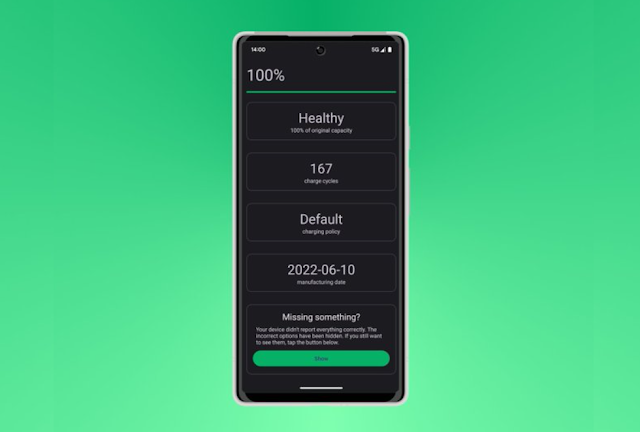 يمكن أن نرى اندرويد 14 يُظهر صحة البطارية