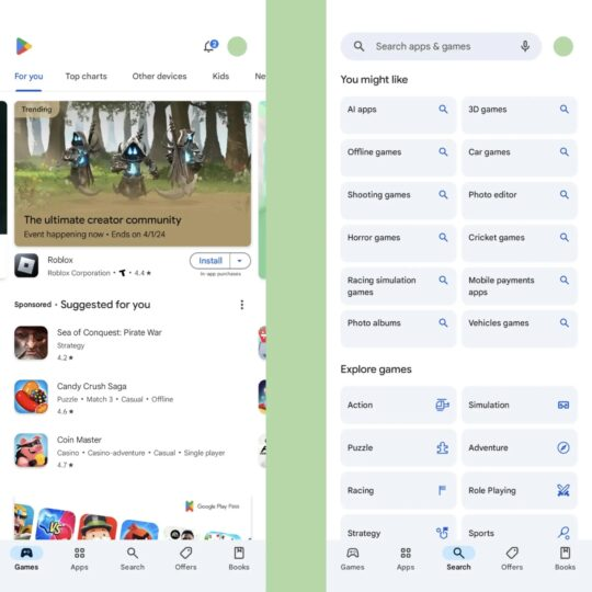 متجر قوقل بلاي ستور Google Play Store يحصل على تصميم جديد يسهل عليك عملية البحث