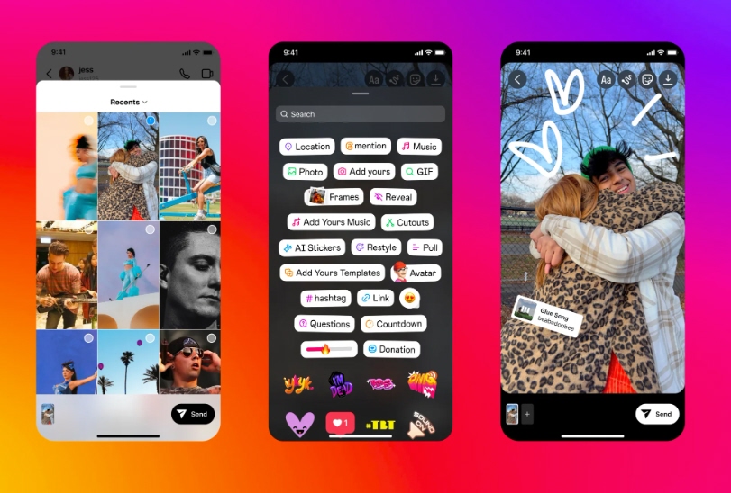 يعمل انستقرام، المملوكة لشركة ميتا، على تحسين تجربة الرسائل الخاصة بإضافة ميزات جديدة لتحرير الصور وإنشاء الملصقات والسمات. وتهدف الشركة إلى جعل انستقرام أكثر جاذبية كتطبيق للمراسلة من خلال ميزات تجعل المحادثات أكثر تفاعلاً. وبالرغم أن بعض هذه الميزات قد لا تكون جديدة تمامًا، فإن الهدف هو إزالة العوائق التي قد تمنع المستخدمين من إرسال الرسائل.
