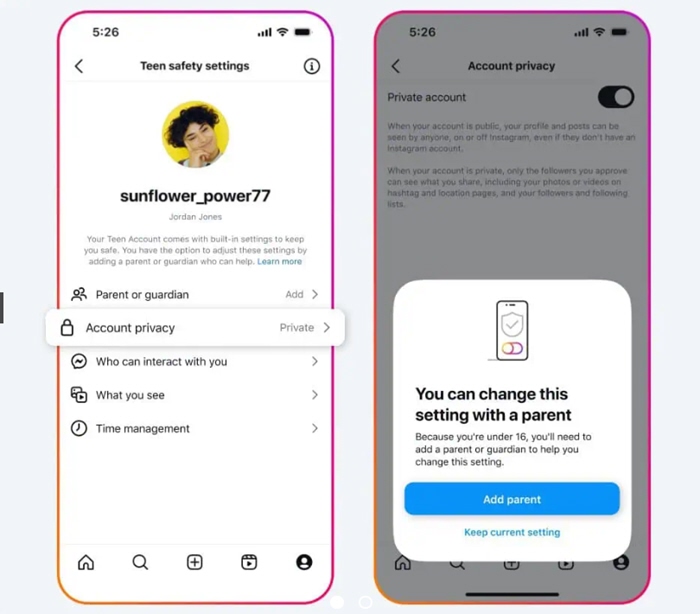 أعلنت انستقرام عن ميزة جديدة تتيح للآباء مزيدًا من التحكم في حسابات أبنائهم المراهقين، حيث سيتم تفعيل حسابات مخصصة لهم تحت رقابة الأهل. 