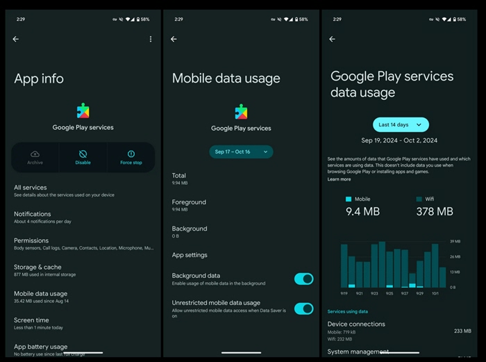 خدمات قوقل بلاي "Google Play services" مسؤولة عن العديد من الميزات المهمة في أجهزة أندرويد. وتلقت الآن تحديثًا جديدًا مع خيار يمكن مستخدمي أجهزة أندرويد من معرفة حجم البيانات التي يتم استهلاكها.