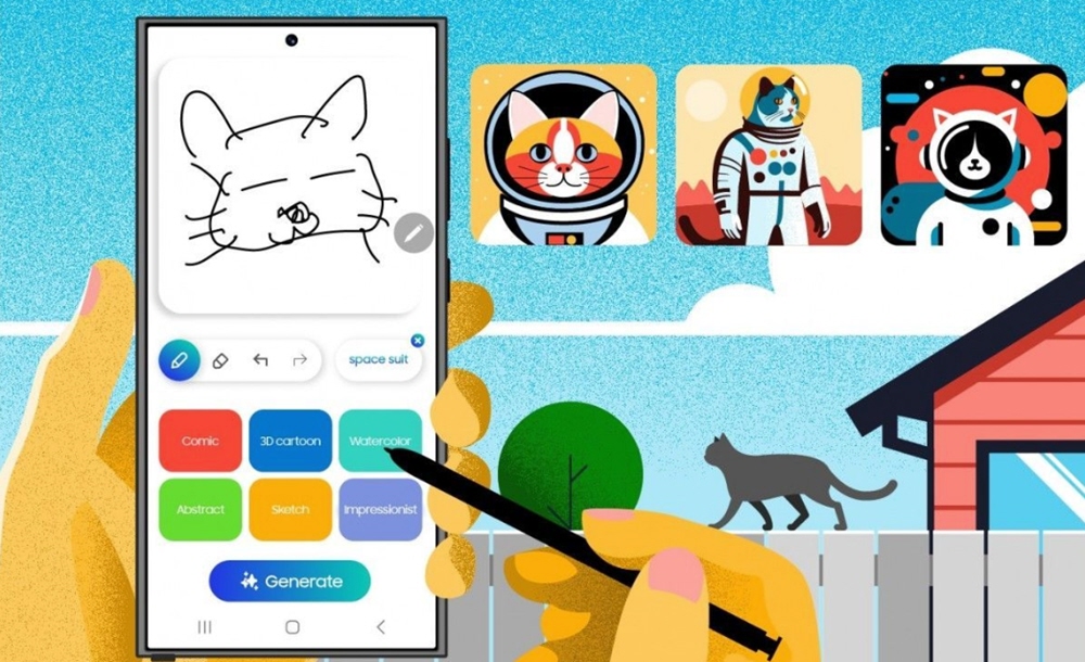 ميزة Sketch to Image على هواتف Galaxy S25 تجمع بين الرسم والنصوص والصوت لتحويل الأفكار إلى صور: إليكم الجديد