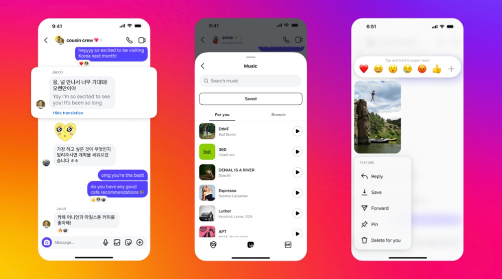 انستقرام تطلق ميزات للرسائل المباشرة DMs مثل مشاركة الموسيقى وجدولة الرسائل والترجمة وأكثر